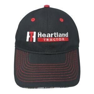 Heartland Tractor Strapback Hat Black One Size Adjustable Embroidered